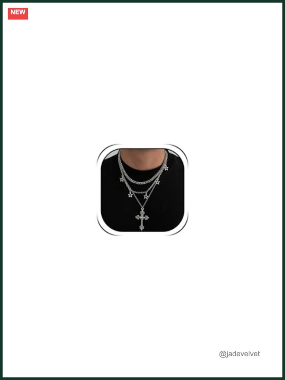 Silver Cross Pendant Necklace Gothic Punk Choker Chain